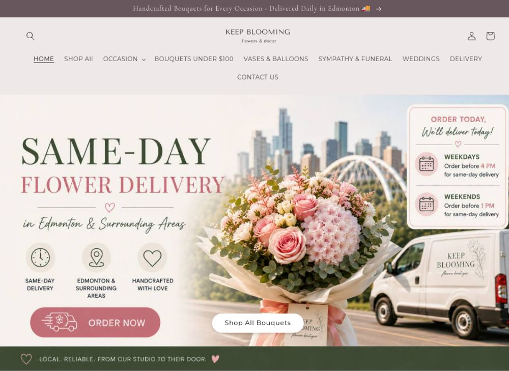 Главная страница сайта keepblooming.ca